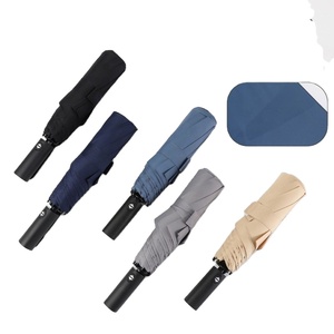 Parapluie pliant automatique de luxe à trois sections, sans taches de mémoire, facile à ranger, 8 baleines, couleur unie, cadeaux d'affaires pour hommes - Product Image 2