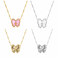 Collier Pendentif Nœud Papillon de Luxe en Laiton, Perles et Diamants, Chaîne Maillons Bambou Plaqué Or 18K, Bijou Femme Adorable, Cadeau de Mariage Élégant
