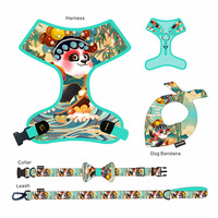 Ensemble de harnais de Noël pour animaux de compagnie, kit de promenade pour chien, collier, laisse, laisse de voiture, muselière, bandana, sac à déjections