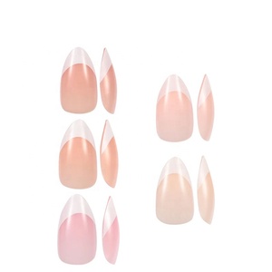 Appuyez sur les ongles French Tips Glossy Matte nude White Medium Coffin Wearable Full Cover Finger Nail - Product Image 1