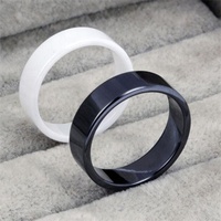 Yiwu Aceon – bande vierge à Surface plate en acier inoxydable, noir, blanc, luxe, fait à la main, matériau naturel, anneau en céramique oxydé