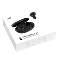 HSUEL TWS Headset Bluetooth nirkabel, Headset Binaural tunggal sentuh 5.0 olahraga nirkabel tipe In-Ear dengan casing pengisi daya tahan air dengan tampilan LED