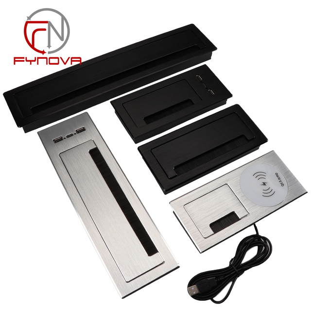 Wireless Charging Aluminum Brush Recessed Table Cable Grommet Box Alloy Office Desk Grommet Cable Management Home Furniture Use