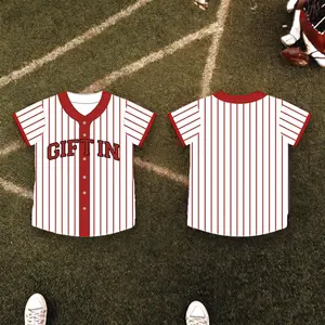 Personalizado de secado rápido transpirable Softball uniforme Vintage bordado béisbol rayas Jersey