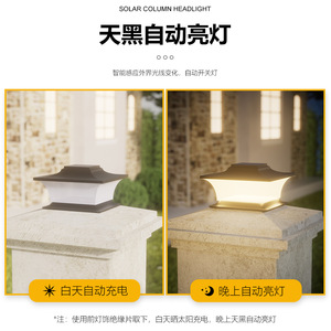 Lámpara Solar Negra para Exteriores Xinyao, Impermeable, Moderna, para Jardín, Puerta, Valla - Product Image 4