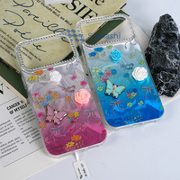 Coque de téléphone antichoc en TPU rigide style Ins, motif floral et papillon, réfléchissant la lumière, pour iPhone 17 16 Samsung Infinix Tecno