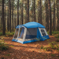 Tente de camping convertible 8 personnes, double couche, armature en acier renforcé, 100% polyester résistant aux intempéries, avec moustiquaire intégrée