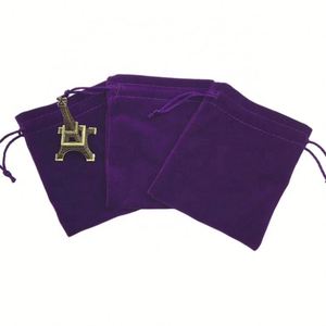 <b>Small</b> Velvet Bag Purple Suede Drawstring Pouch <b>Headphone</b> Electronics Storage Bags Jewelry Packaging Wholesale - Product Image 4