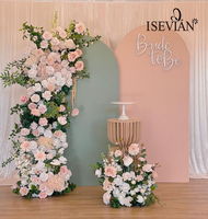 ISEVIAN Mur de fleurs artificielles 3D, arche de fleurs, arrangement floral pour la décoration de mariage, scène