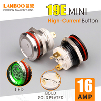 Interrupteur à bouton-poussoir métallique LANBOO, nouveau, 19 mm, courant élevé, 16 ampères, étanche IP67, à verrouillage, momentané, 12 V, 24 V, 220 V en option