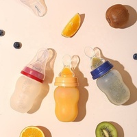 Nouvelle conception, biberon à presser pour bébé sans BPA, grande capacité, 180 ml, biberon à presser en silicone, cuillère à presser pour bébé