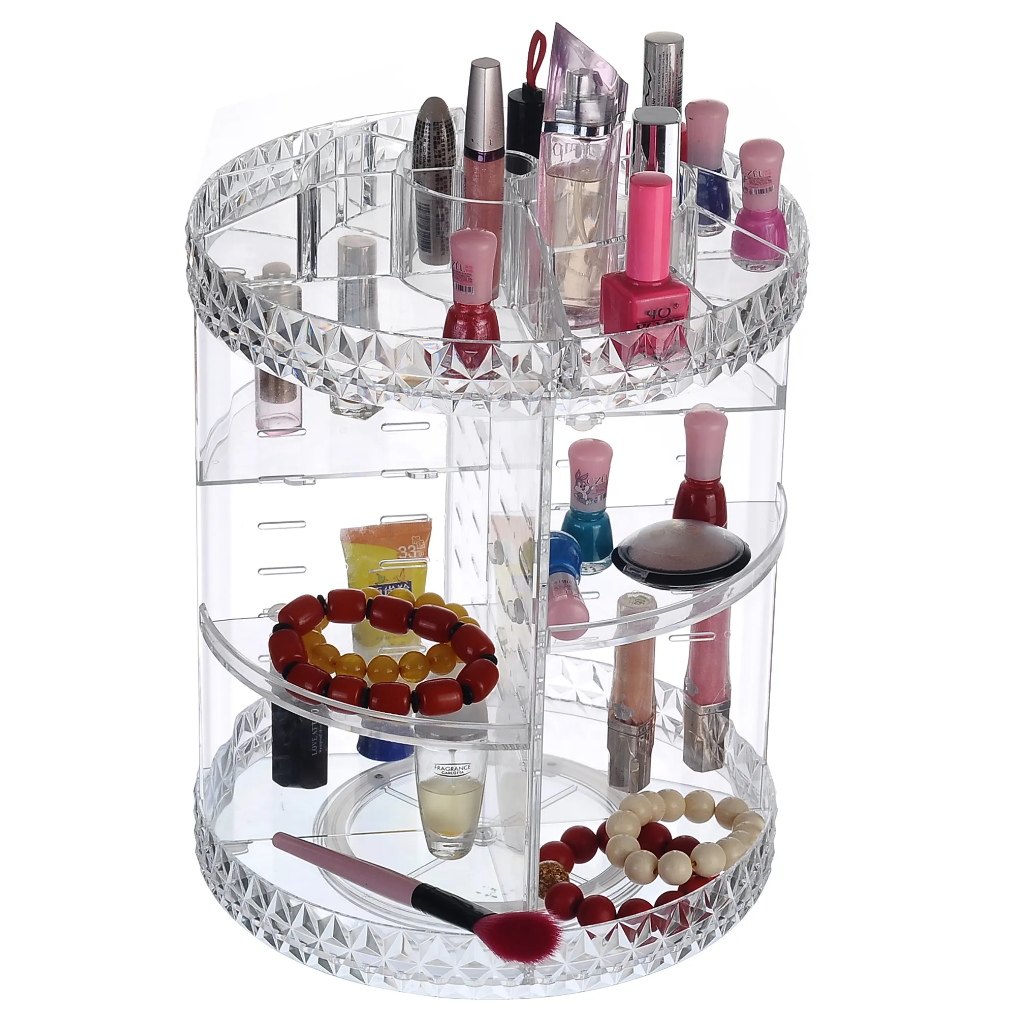 Caixa de acrílico para maquiagem, prateleira organizadora 360 graus para banheiro e cosméticos em acrílico