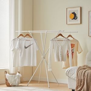 X-Shape Foldable Clothes Drying Rack Standing Minimalist Design For Indoor Outdoor Use - Product Image 1