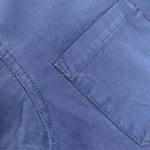 Giacca da lavoro <span class=keywords><strong>blu</strong></span> da <span class=keywords><strong>uomo</strong></span> Squirorkop personalizzata, giacca da lavoro lavata Vintage in stile francese leggero, <span class=keywords><strong>cappotto</strong></span> da lavoro in tela e saia - Product Image 4