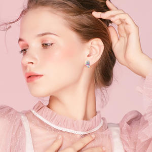 Anting-anting Unicorn wanita, anting-anting Hoop Lucu kristal pelangi perak Sterling 925 kualitas tinggi - Product Image 5