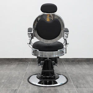Sillón de Barbería Hidráulico Moderno, Asiento de Cuero Sintético, Altura Ajustable, Base de Acero Inoxidable, Diseño Industrial, Muebles de Salón - Product Image 2