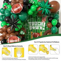 Kit de arco de globos de fútbol americano verde oscuro, marrón y negro, columna de soporte autoportante, estrella de aluminio, decoración para cumpleaños, eventos deportivos y fiestas al aire libre