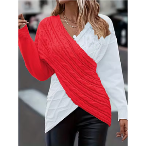 Manufacturer OEM ODM Custom Cable Drop Shoulder <strong>Wrap</strong> Long Sleeves Sweater Women's <strong>Jumper</strong> - Product Image 1