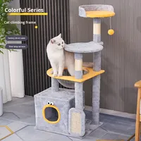Maison d'escalade pour chat intégrée, grande, quatre saisons, en panneau de densité de velours, minimaliste, avec griffoir et étagère, fabriquée en Chine