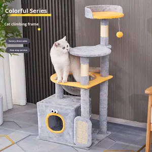 <strong>Cat</strong> <strong>Climbing</strong> <strong>Frame</strong> &amp; House Villa Integrated Large Four Seasons Velvet Density Board Minimalist <strong>Cat</strong> Scratching Post Shelf - Product Image 1