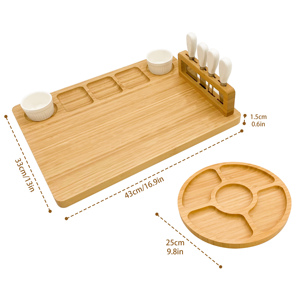 Ensemble de planches à charcuterie en bambou, grande <span class=keywords><strong>planche</strong></span> à découper pour charcuterie et fromage, plateau de service - Product Image 2