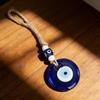 Lanière porte-bonheur ethnique turque tendance, grand œil bleu turc (Evil Eye) de 40MM 50MM, ornement suspendu pour décoration murale et sac