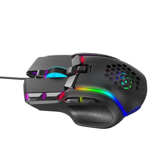 Ergonomic Optical Gaming Mouse Wired 12800 DPI 10 Programmable Buttons 13 RGB Backlit Modes 6 Adjustable DPI for Left Hand