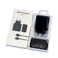 Chargeur Mural Ultra Rapide USB C PD 45W avec Câble de Charge Rapide Double Type-C 5A pour Samsung Galaxy S23 S24 S25 Ultra Fold5