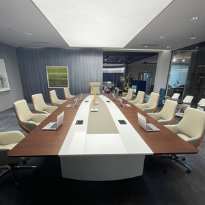 Bàn hội nghị hiện đại thanh lịch Gỗ Óc Chó gỗ rắn Máy tính để bàn với quản lý dây thích hợp cho các cuộc họp văn phòng - Product Image 2