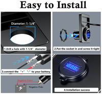 Chargeur rapide USB C 12V 24V PD 45W, chargeur de voiture USB 3.0 18W avec interrupteur, voltmètre LED pour voiture, bateau, marine