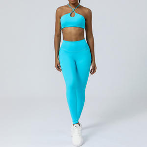 Completo Sportivo da <span class=keywords><strong>Donna</strong></span> <span class=keywords><strong>con</strong></span> Logo Personalizzato, Top Incrociato per Yoga e Attività all'Aperto, Alta Elasticità, <span class=keywords><strong>con</strong></span> Imbottitura al Petto, per Corsa ed Esercizio Fisico - Product Image 2