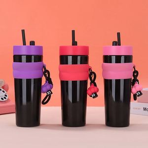 Gobelet à paille résistant aux hautes températures, sans BPA, design personnalisé, bouteille d'eau en plastique portable pour voiture - Product Image 3