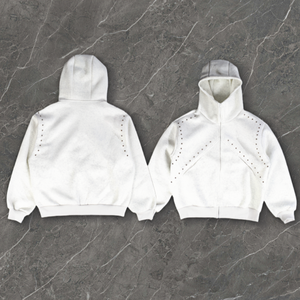 Sudadera con Capucha de Alta Calidad, Estilo Urbano, con Logotipo Personalizado, Letras Bordadas y Remaches Metálicos para Hombre - Product Image 1