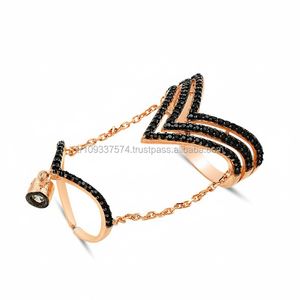 Oro rosa P. Anillo de Plata de Ley 925 con eslabones de cadena, doble diseño - Product Image 2