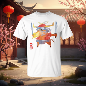 Camiseta premium con estampado digital del horóscopo del animal del zodíaco chino del año del buey, unisex, para adultos, cuello redondo, manga corta - Product Image 3