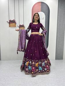 Lehenga Choli de Alta Demanda para Bodas con Cancan para Mujer, Ropa Elegante para Novias y Familiares, Disponible al Mejor Precio - Product Image 1