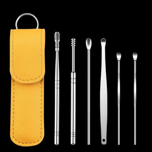 6-piece ear cleaning tool set with keychain, spiral ear pick, ear cleaning tool, ear pick, ear scraper, and ear cleaning kit - Product Image 4