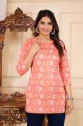 נשים הדפס פרחוני ויסקוזה rayon-קו <span class=keywords><strong>kurta</strong></span> (כתום) חדש מסוגנן נשים ויסקוזה ראש הממשלה קמטים