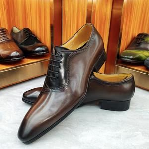 XuanWu A647 Nouveau Modèle 2026 – Chaussures Richelieu Homme en Cuir Véritable à Bout Renforcé, Style Habillé, à Enfiler, à Pois, pour Automne/Hiver - Product Image 2