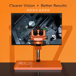 RF4 I17 Orange Edition <strong>Trinocular</strong> Stereo <strong>Microscope</strong> 7X-50X Zoom Big Base Phone PCB Repair <strong>Inspection</strong> Tool Kit - Product Image 4