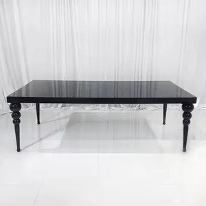 Tavolo per banchetti in acciaio inossidabile rettangolo nero MDF Wedding Table per eventi