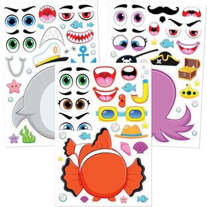 JOYIN 36 Hojas de Pegatinas de 9"x6" para Hacer Caras, Crea tus Propias Pegatinas de Animales con Unicornios, Dinosaurios, Animales Marinos y de Safari - Product Image 4