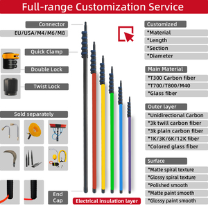 Tùy chỉnh 10Ft-70ft cao Modulus sợi carbon mở rộng ống sợi carbon Kính thiên văn cực để làm sạch và thu hoạch - Product Image 5