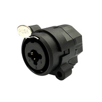 Conectores XLR Hembra de 3 Pines para Montaje en Panel, Conector Recto, ABS, Cobre, Negro