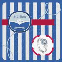Bijoux fantaisie Bague d'ancre de bateau en zircon bleu plaqué rhodium en argent sterling 925