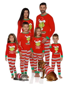 Invierno moda hombres y mujeres bebé niños niñas niños ropa de dormir conjuntos de ropa de Navidad rojo chándales pijamas familia juego trajes