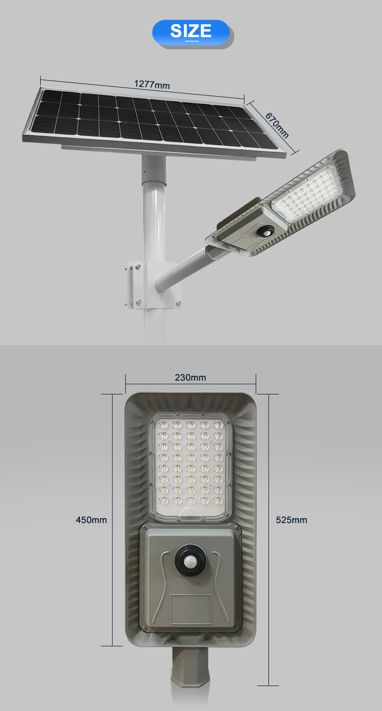 50W High Brightness Lithium Battery Energy Saving 3030 Chips led solar street light