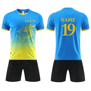 Maglia da calcio della squadra di Club in bianco personalizzata divisa da calcio giovanile per adulti e bambini giallo blu drago abbigliamento da calcio - Product Image 1