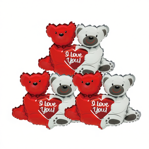Party Love Foil Bear <b>Balloons</b> 38x40.5cm I Love You Valentine's Day <b>Decor</b> Indoor Use Disposable Plastic Animal Shape - Product Image 3