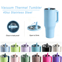 Gobelet de voyage personnalisé en acier inoxydable de 40 oz à double paroi, isolé sous vide, écologique, avec poignée et paille, isolation thermique de 6 à 12 heures